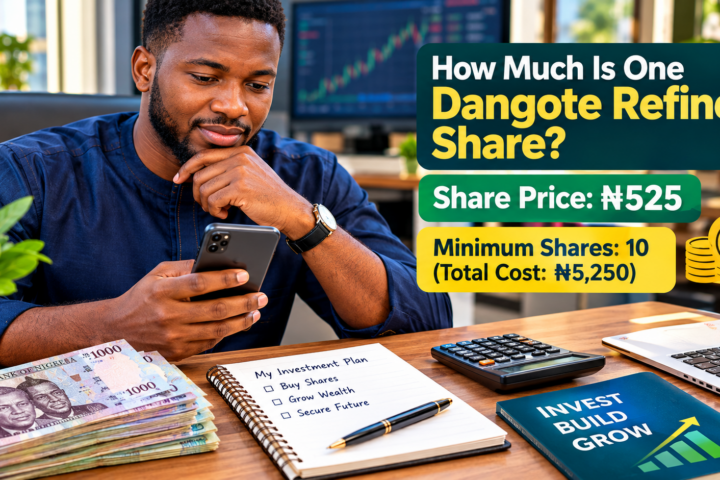 Learn how to buy Dangote Refinery shares in Nigeria in 2026, the ₦525 share price, ₦5,250 minimum investment, approved apps, banks, application steps and how to avoid scams.